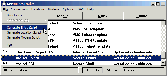 (Screen Shot of File Menu)