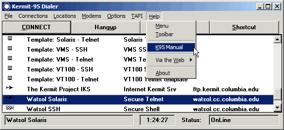 (Screen Shot of Help Menu)