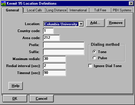 (Screen Shot of Location Definitions Dialog)
